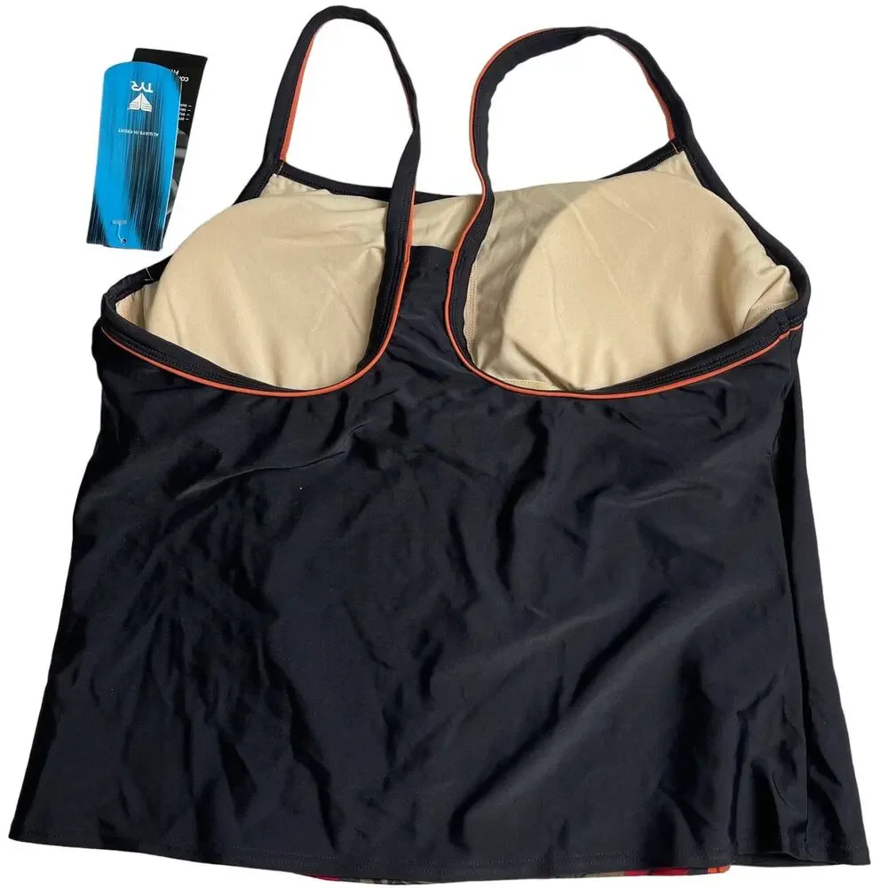 TYR Fitness AURORA High Back Tankini Top - Floral Black - Size 8 - $58  ITALY